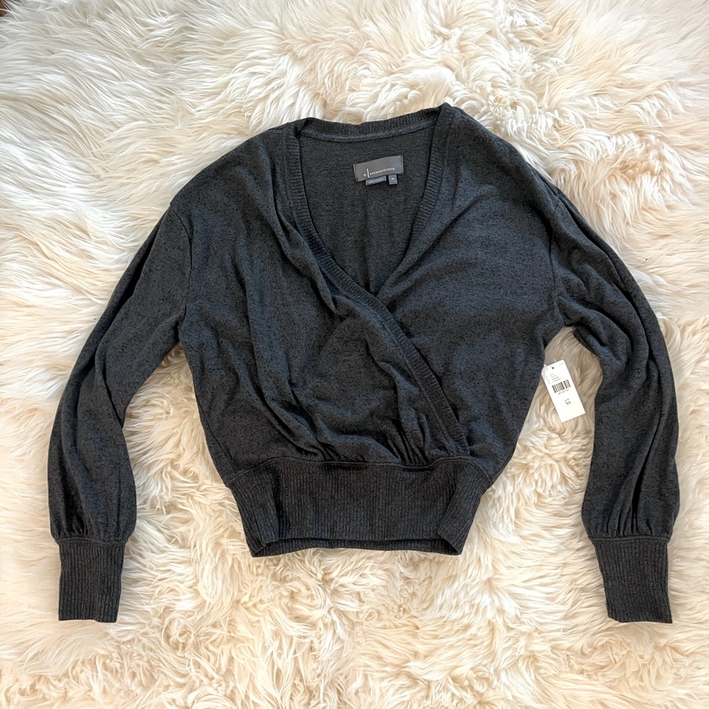 Anthropologie Long-Sleeved Gray Wrap Top Size XS